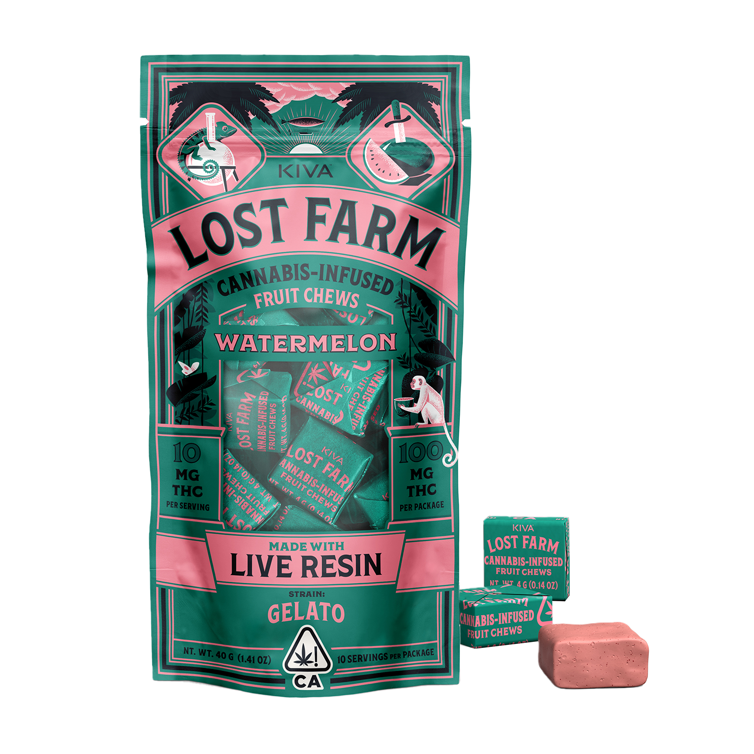 LOST FARM CHEWS WATERMELON 100MG GELATO (CHEW)