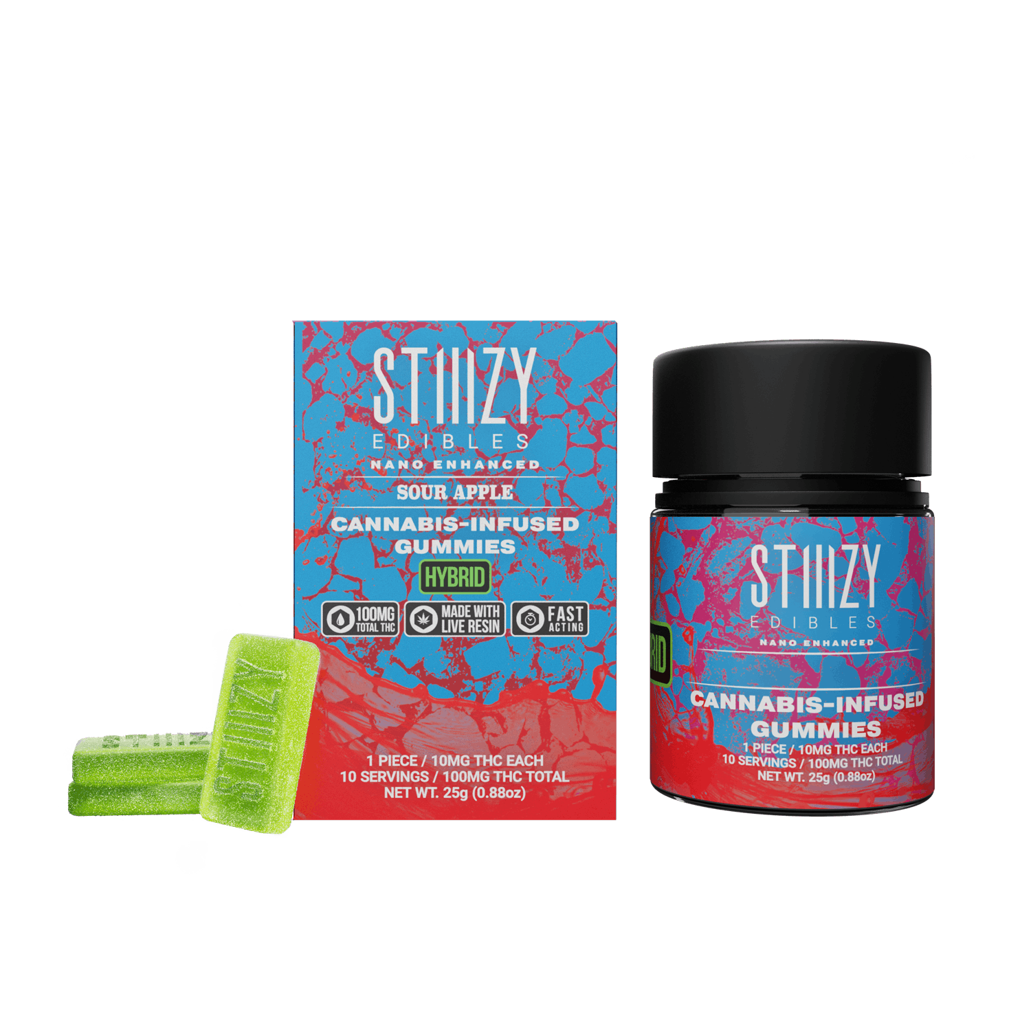 STIIIZY SOUR APPLE NANO GUMMIES 100MG (GUMMY)