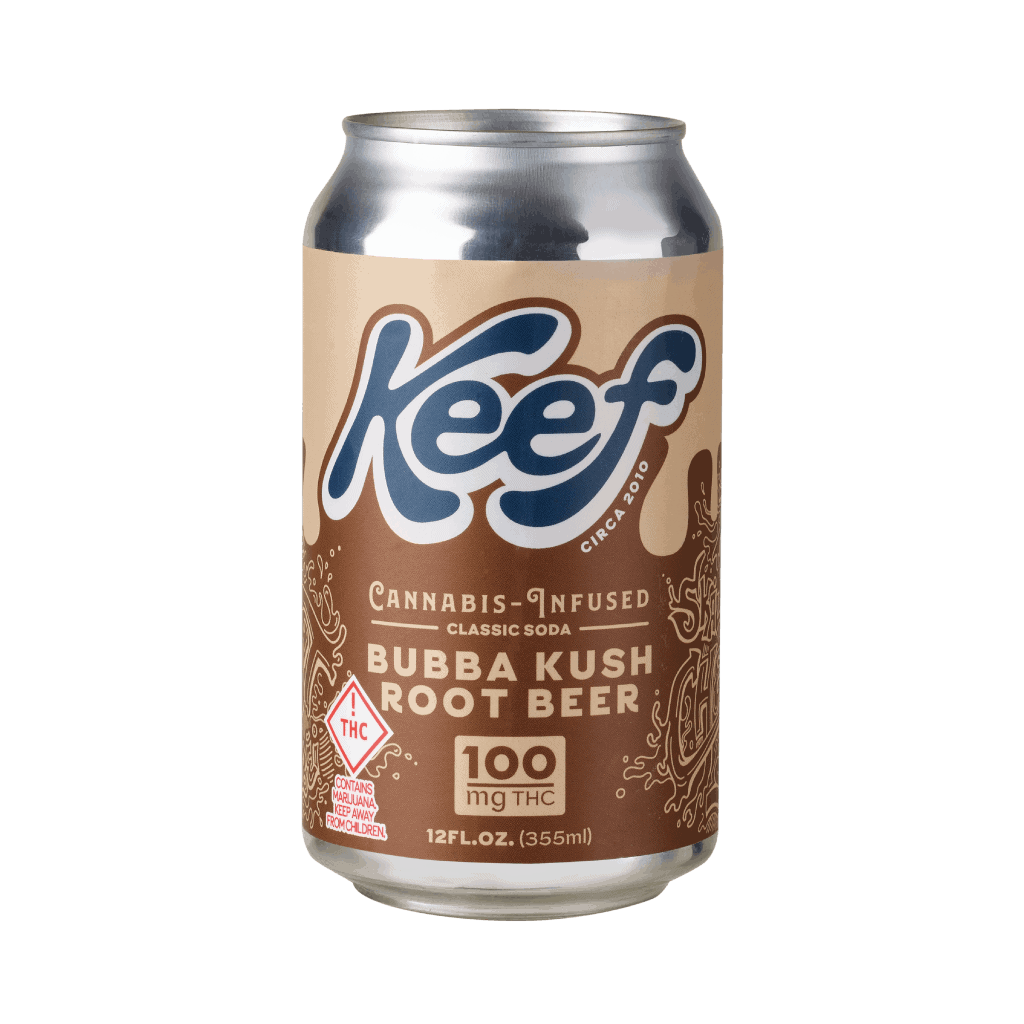 KEEF COLA XTREME BUBBA KUSH ROOT BEER SINGLE CAN 100 MG (12 OZ) (SODA)